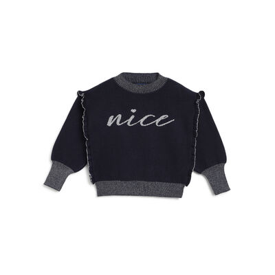 Girls Dark Blue Applique Pullover